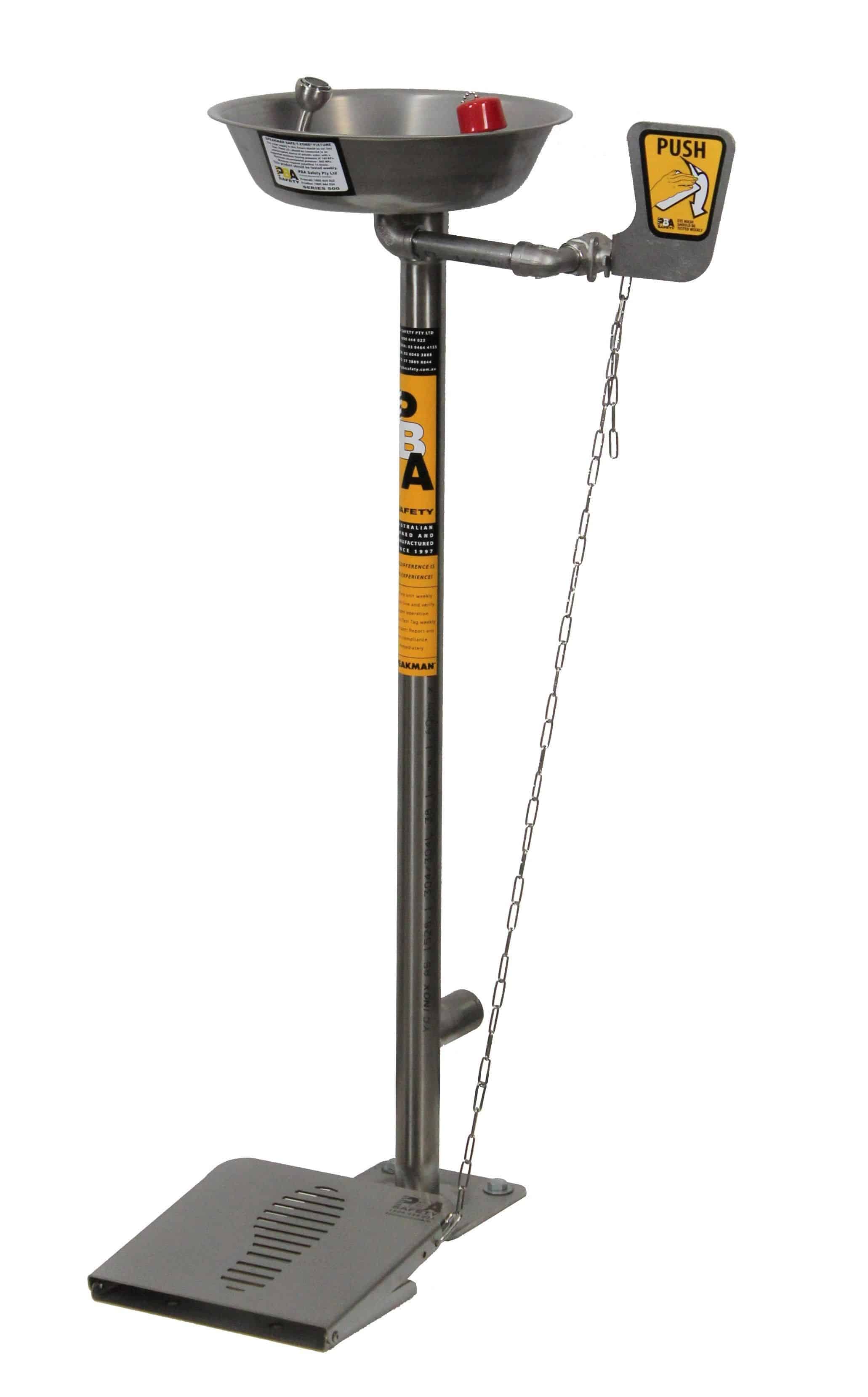 Free Standing, Pedestal Mounted, Eye Wash, Hand & Foot Operated