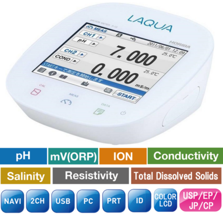 pH Meter Kit with Conductivity, ORP, ION, TDS, Salinity and Temp – LAQUA F-74A-S