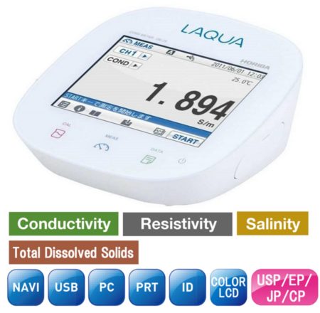 Conductivity Meter with Salinity, TDS and Temp – LAQUA DS-72A-S