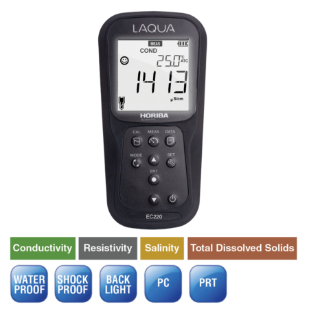 Conductivity Meter Kit with Salinity, TDS, Temp and Data Log – LAQUA EC220-K