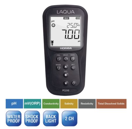 pH Meter Kit with Conductivity, ORP, ION, TDS, Salinity and Temp – LAQUA PC210-K