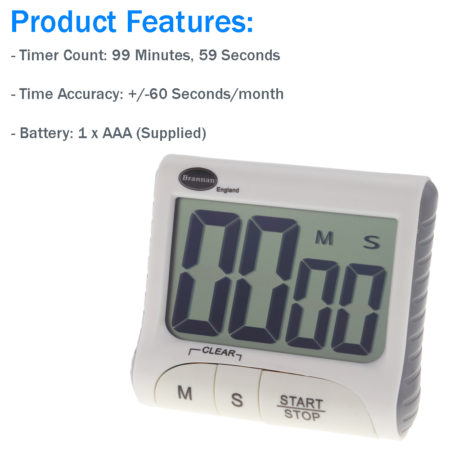 408006 - Digital Timer, Large Display, Countdown, Alarm - Image 2