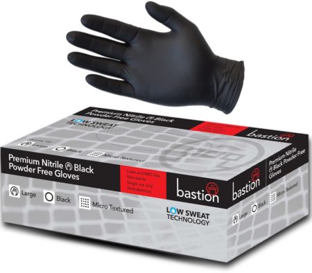 Premium Nitrile - Black Powder Free Gloves - Micro Textured - LARGE