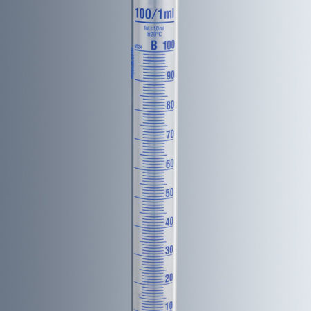 Measuring Cylinder 10ml Capacity with 0.2ml Graduations and ± 0.20ml Tolerance with Polyethylene Stopper NS10/19, Class B