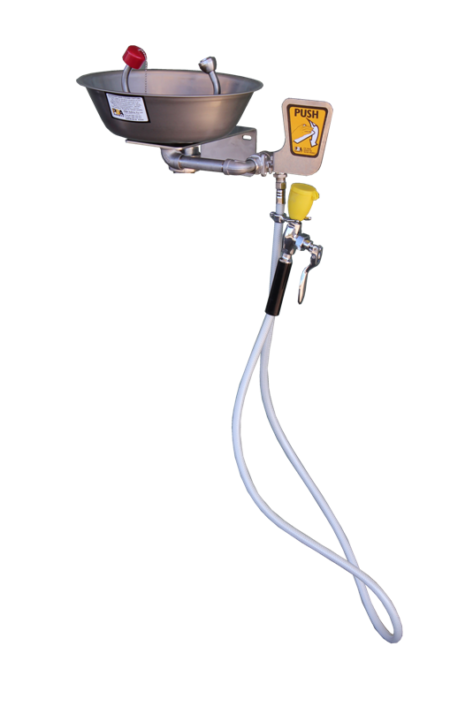 Eye Wash Aerated with SE920 Drench Hose, Hand Activated - Wall Mounted