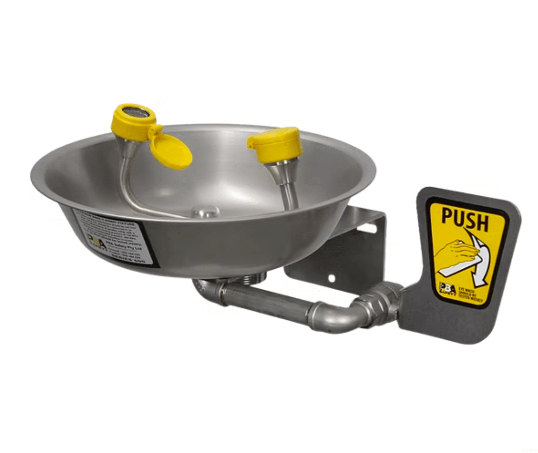 Speakman Wall Mounted Eye Wash, Hand Operated, Stainless Steel Bowl & Bracket