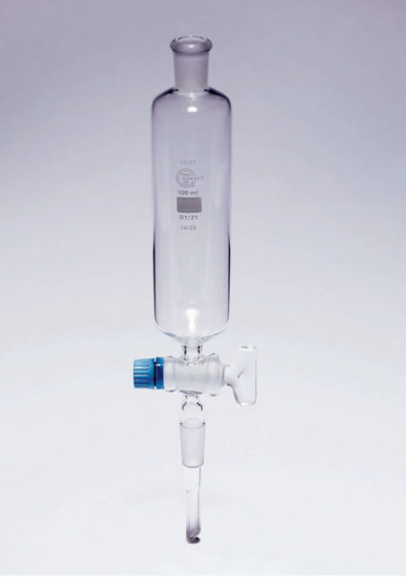 Dropping Funnel – Cylindrical, Stem in Line with Cone, Glass Stopcock (D1/21)