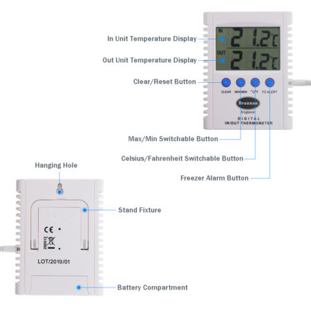720407 - Digital Thermometer Max/Min -50°C to +70°C & F - Image 2