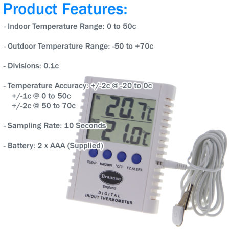 720407 - Digital Thermometer Max/Min -50°C to +70°C & F - Image 6