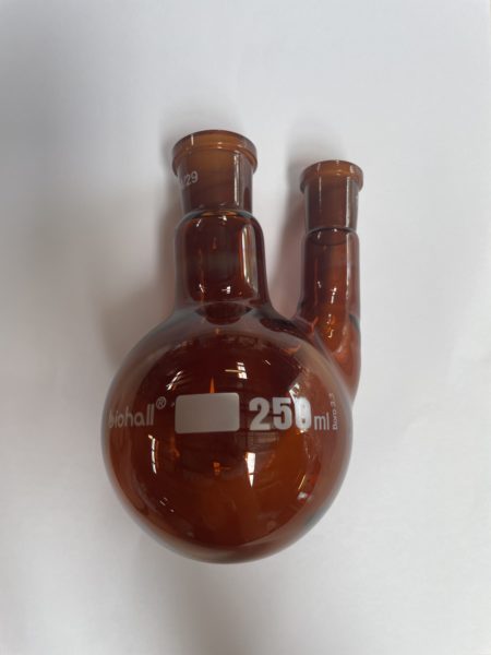 Jointed Flask Round Bottom 250ml 2 Neck (24/29 centre-19/26 side) Amber Glass - 11335