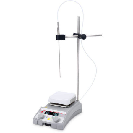 Hotplate with stirring including temperature probe and holder