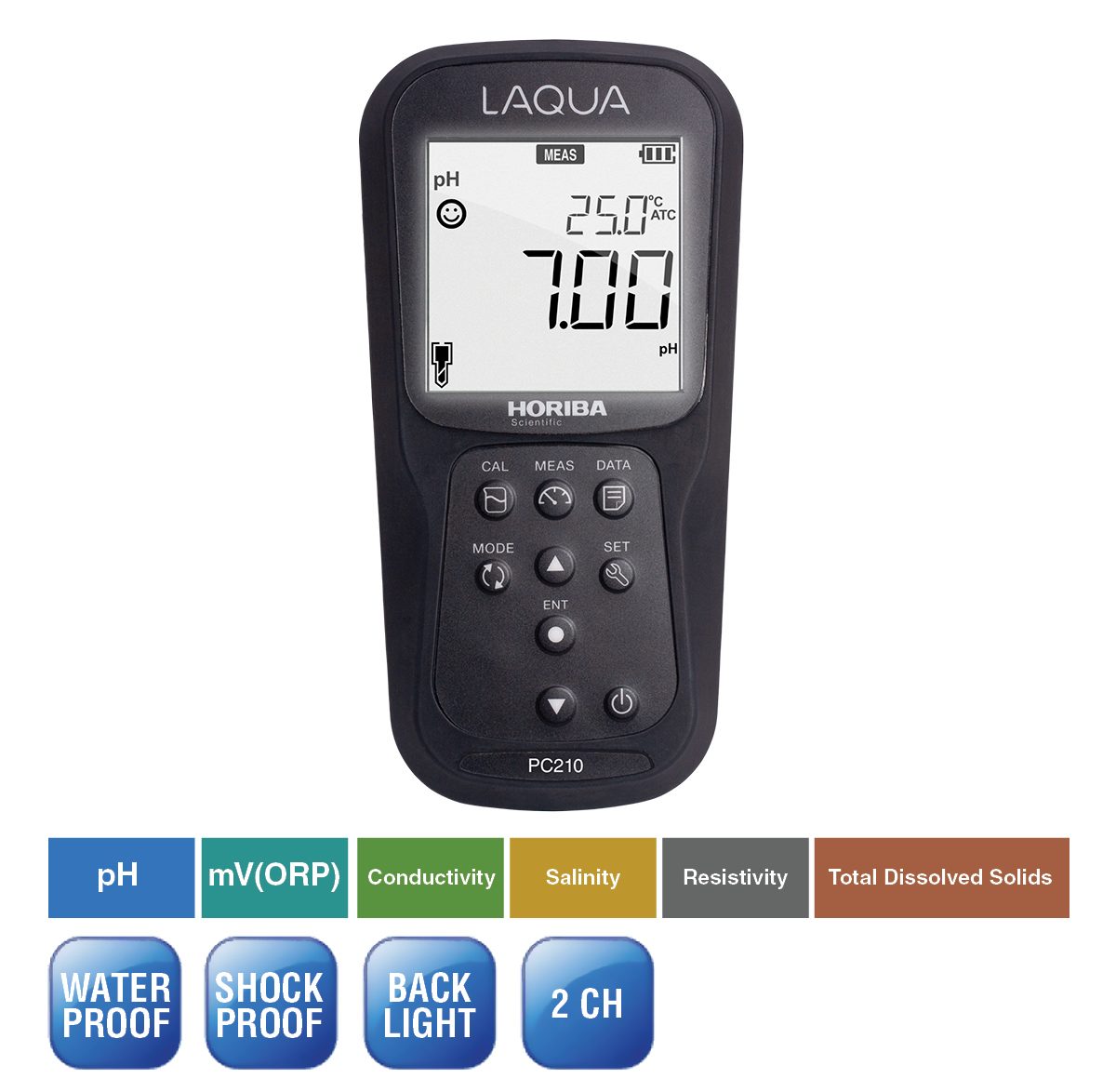 pH Meter Kit with Conductivity, ORP, ION, TDS, Salinity and Temp – LAQUA PC210-K
