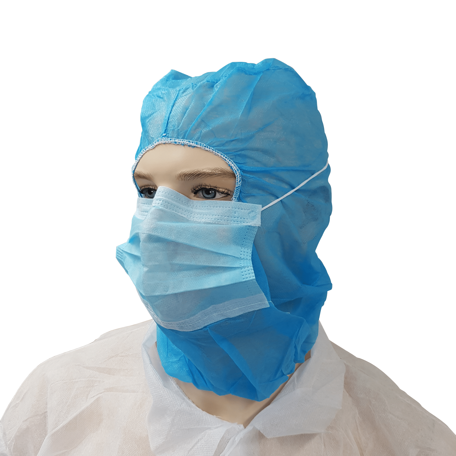 Polypropylene Hood with Mask - Blue (Carton of 500)