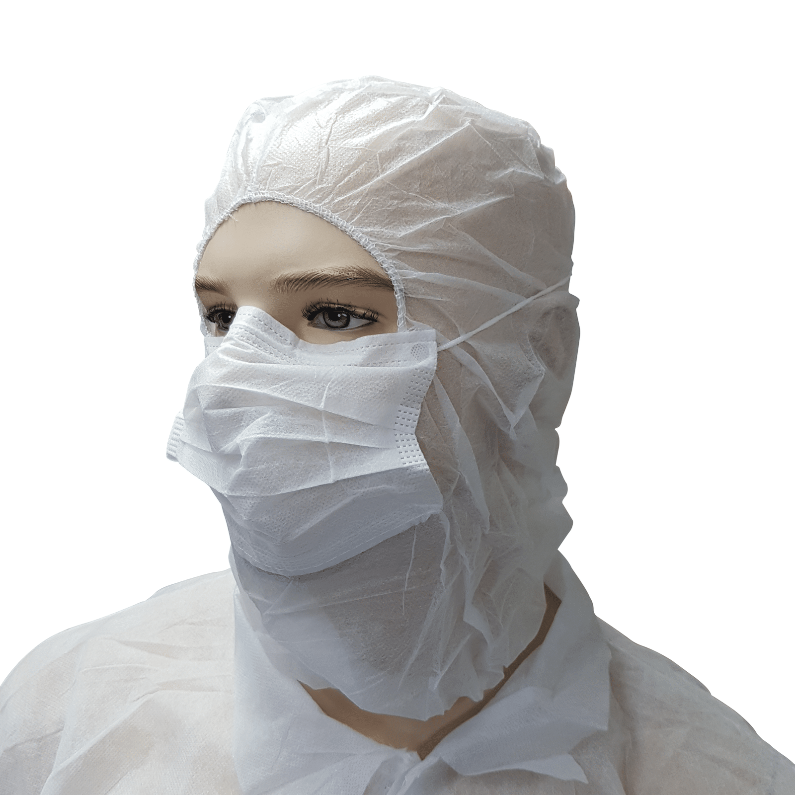 Polypropylene Hood, with Mask - White (Carton of 500)
