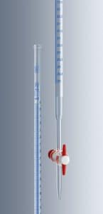 a burette for measuring out small amounts of liquid